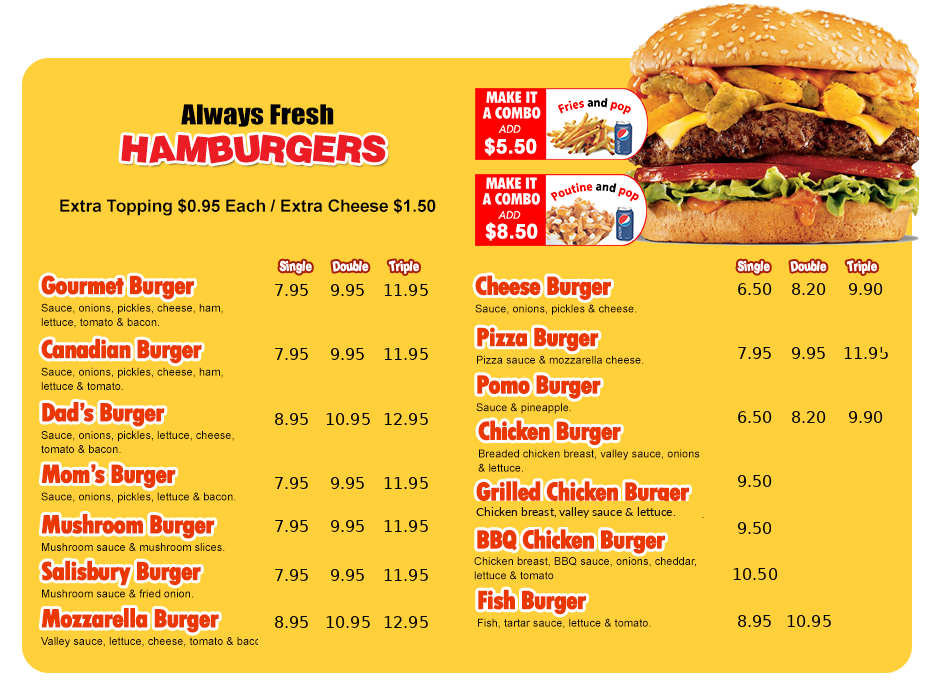Burger Baron Valleyview hamburgers