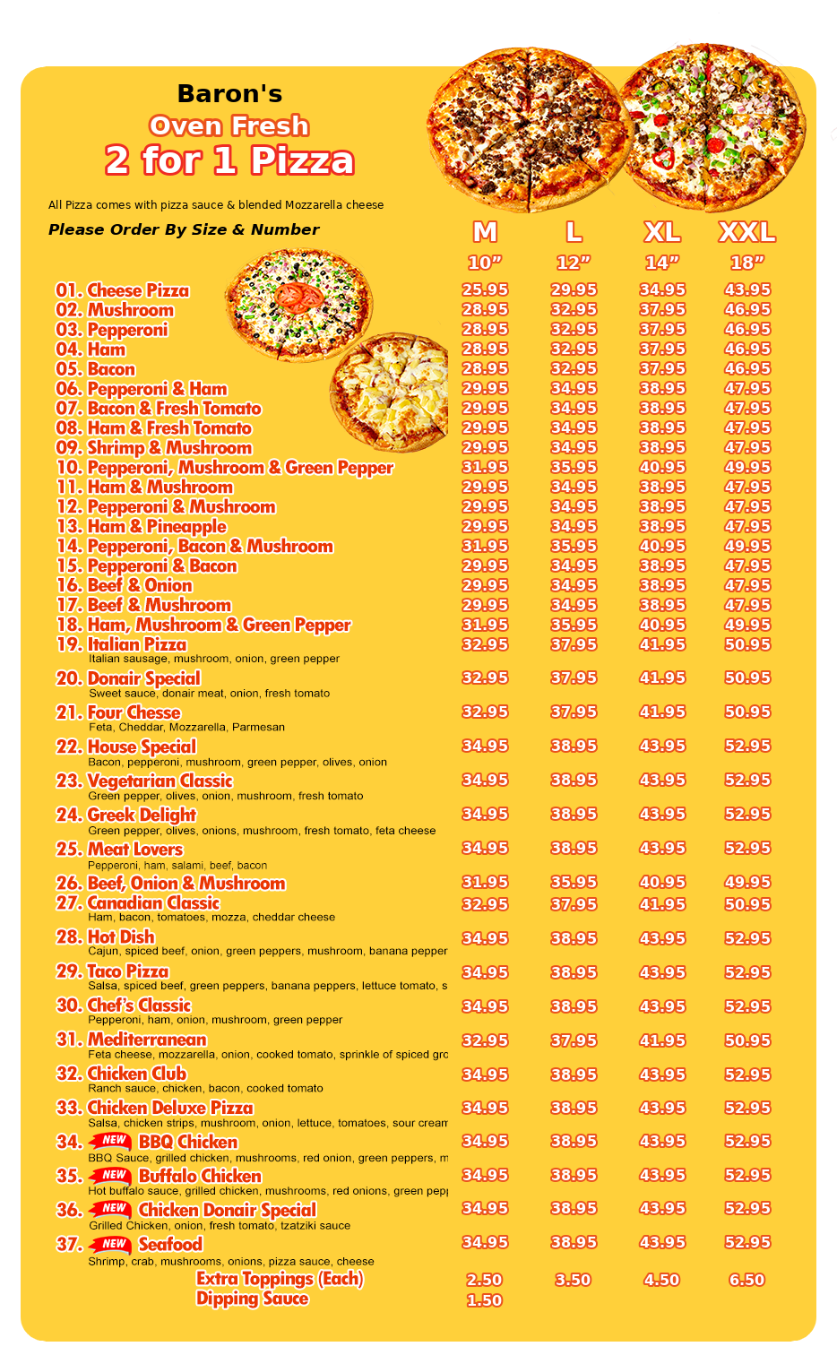 Burger Baron Valleyview 2 for 1 pizza