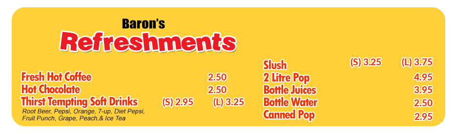 Burger Baron Valleyview refreshments