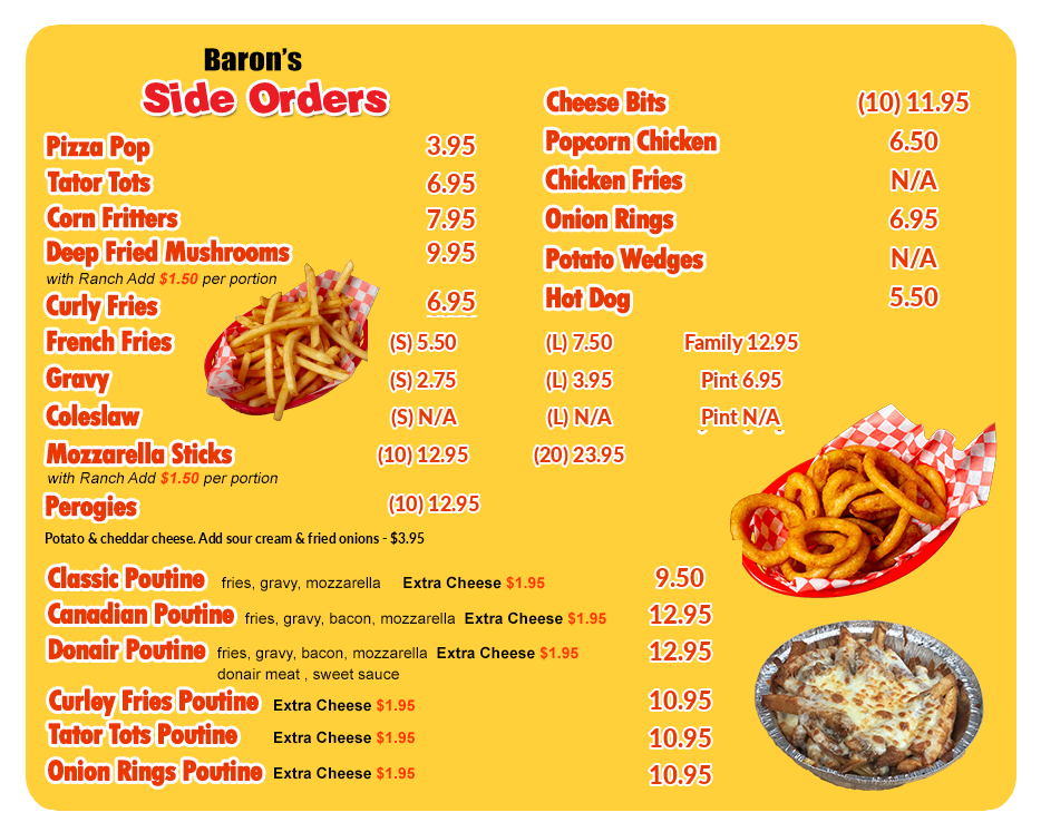 Burger Baron Valleyview side orders