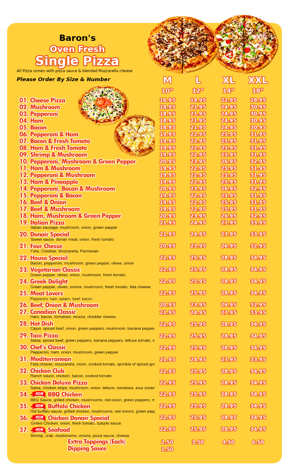 Burger Baron Valleyview single pizza
